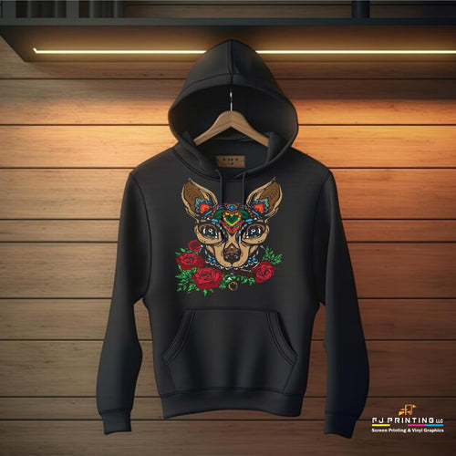 Gildan - DryBlend Hooded Sweatshirt GRAPIC CHIHUAHUA AND ROSES